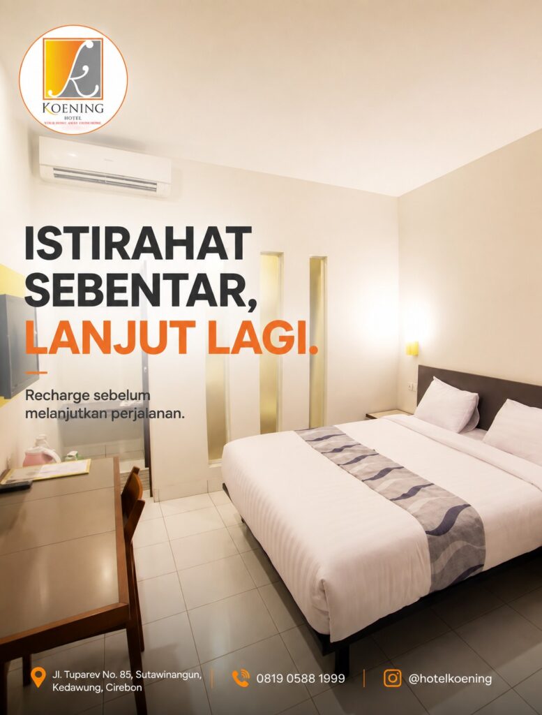 Tempat tidur nyaman di Hotel Koening Cirebon untuk istirahat wisatawan